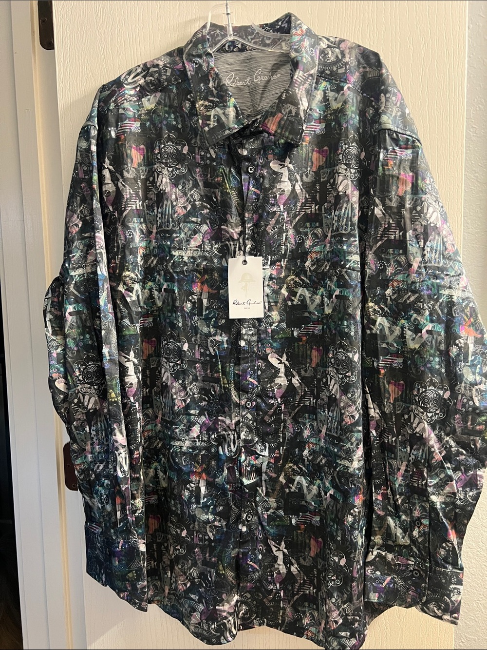 Robert Graham Black Multi-Print Lightweight Button-Up Shirt Jacket
